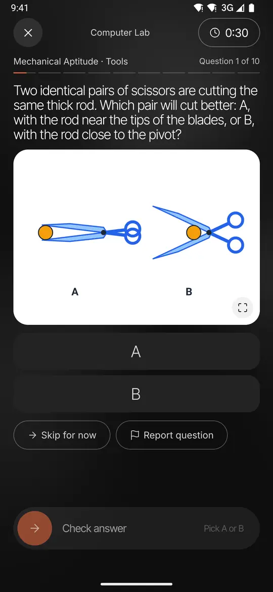 Prepare ISSB app: an MCQ question in the Computer Lab